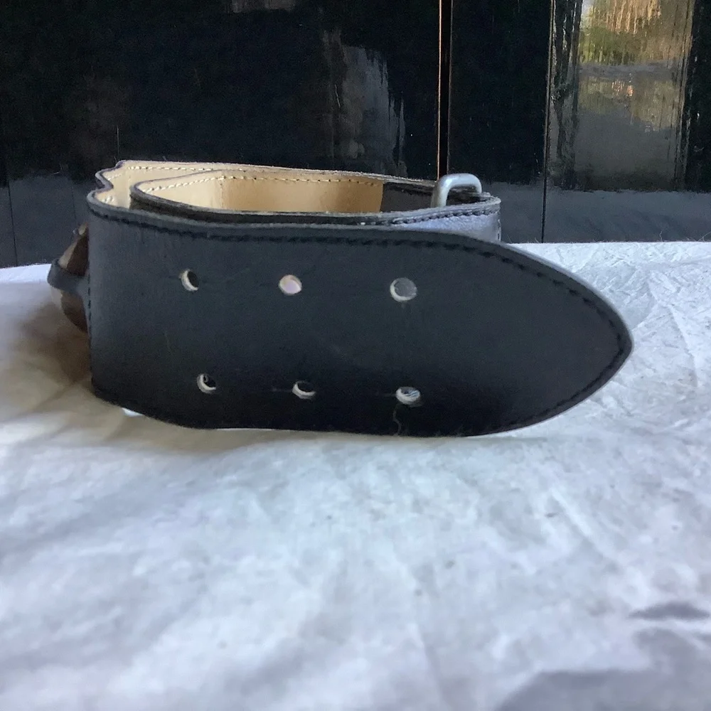 1990 AZZEDINE ALAIA Black Leather Runway Belt With Shells - Picture 4 of 5